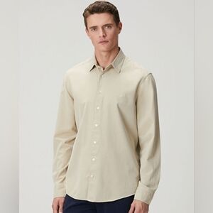 Beymen Business Slim Fit Shirt Size M NWOT 100% Cotton Luxury Classic Beige